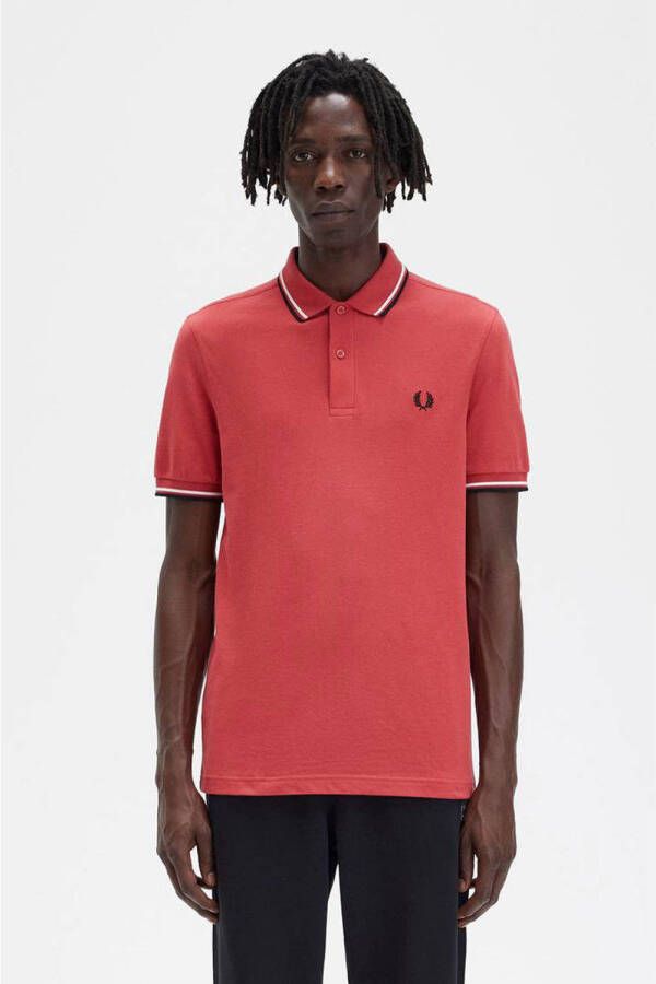 Fred Perry Klassieke Double Tipped Polo Shirt Red Heren