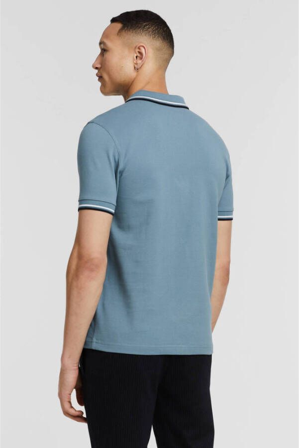 Fred Perry regular fit polo Twin tipped met contrastbies ashblue