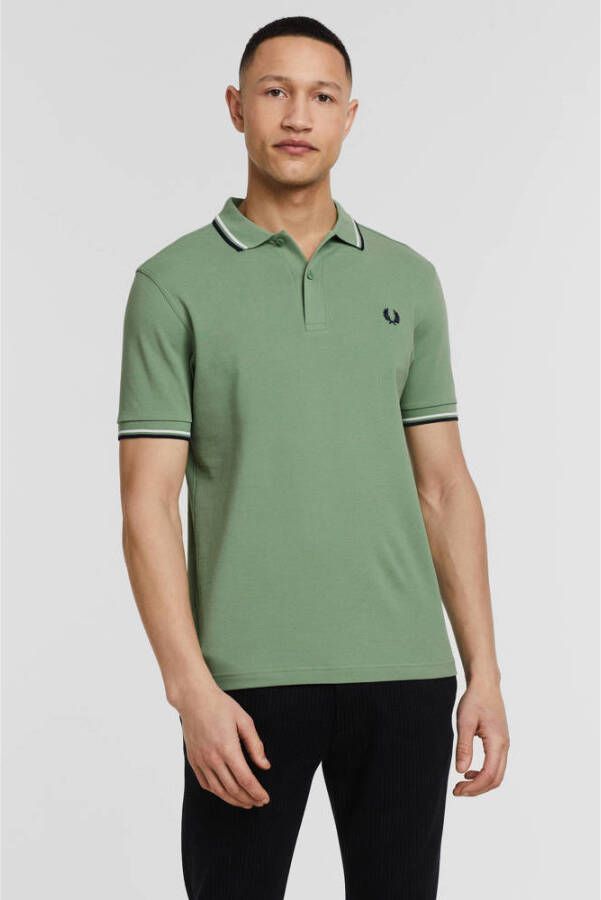 Fred Perry regular fit polo Twin tipped met contrastbies pistachio