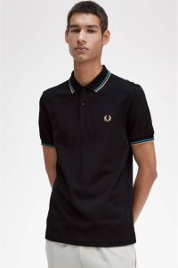 Fred Perry slim fit polo TWIN TIPPED SHIRT met logo t45 blk cyblu lgtrst