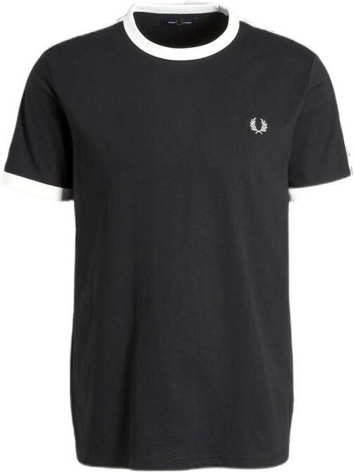 Fred Perry regular fit T-shirt TAPED RINGER T-SHIRT met logo black
