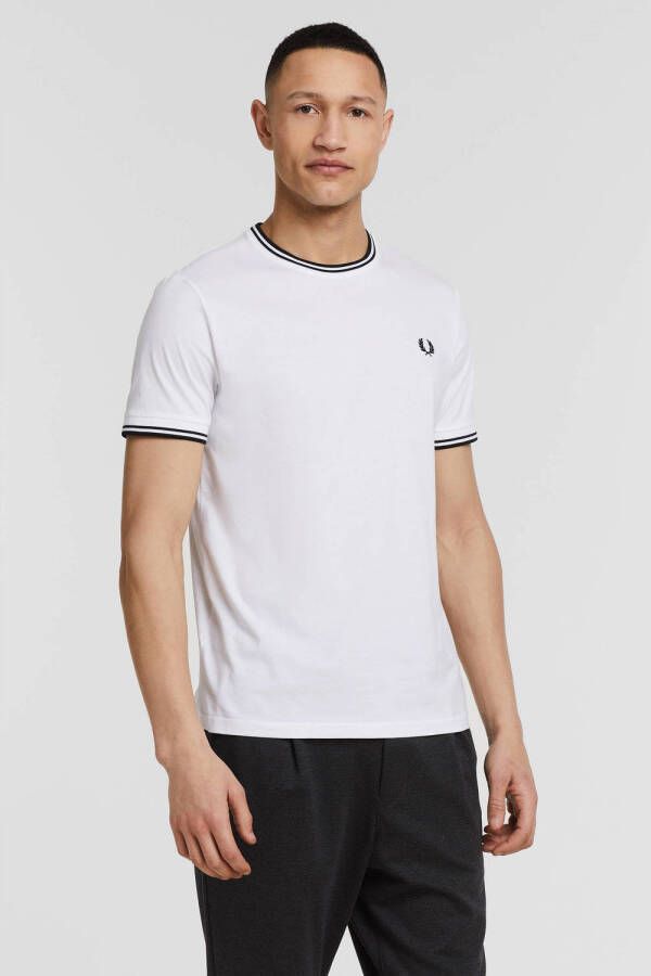 Fred Perry T-shirt TWIN TIPPED met contrastbies white