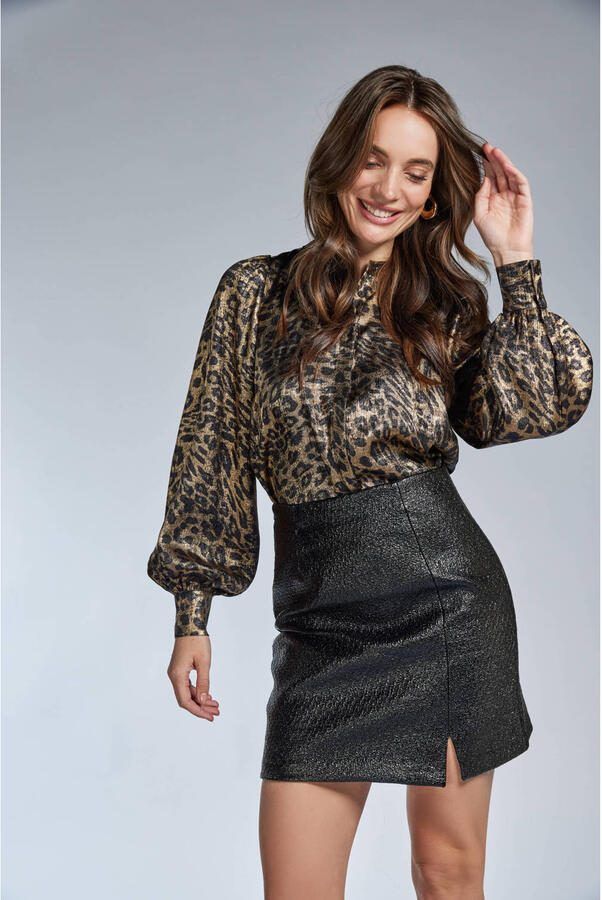 Freebird blouse met panterprint goud - Foto 5