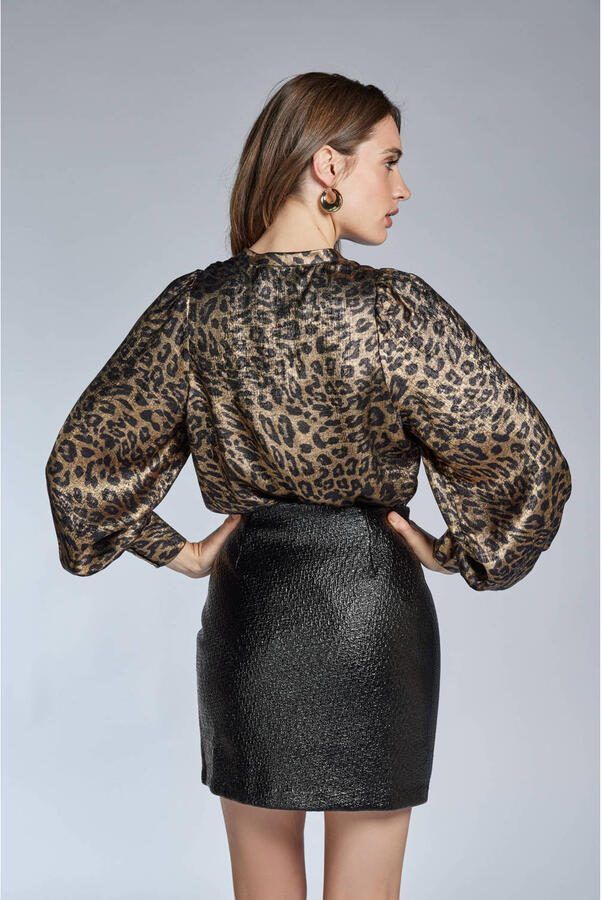 Freebird blouse met panterprint goud - Foto 6