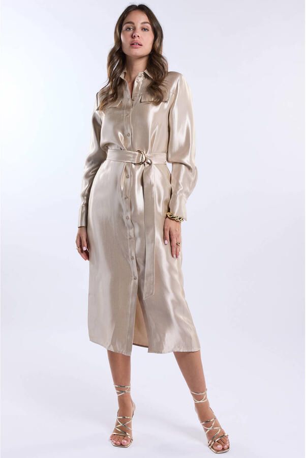 FREEBIRD Dames Jurken Wv-shiny-twill-vis-26-1 Goud - Foto 5