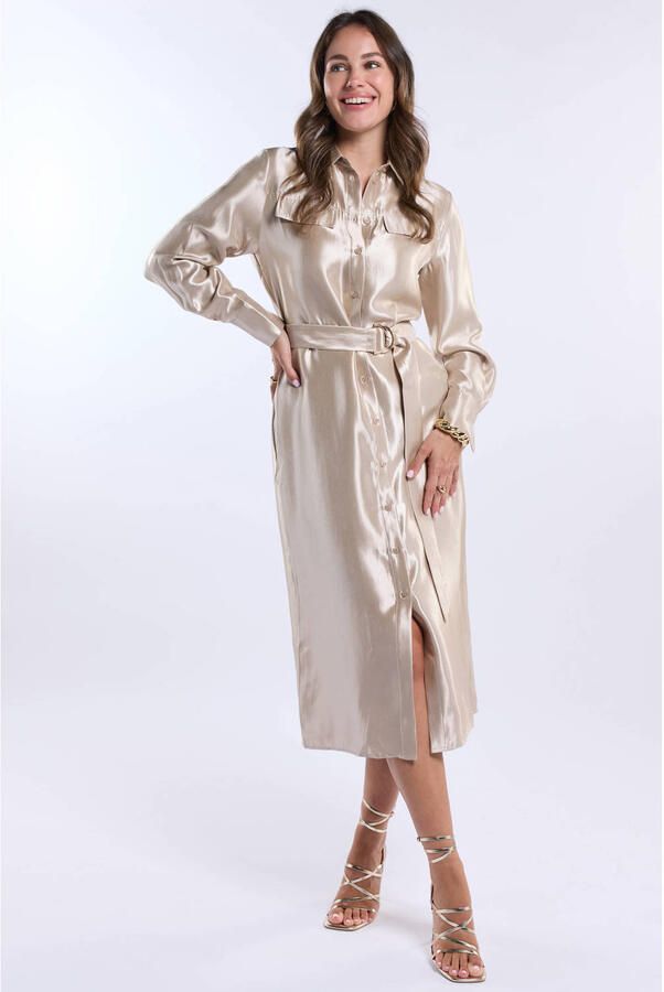 FREEBIRD Dames Jurken Wv-shiny-twill-vis-26-1 Goud - Foto 6