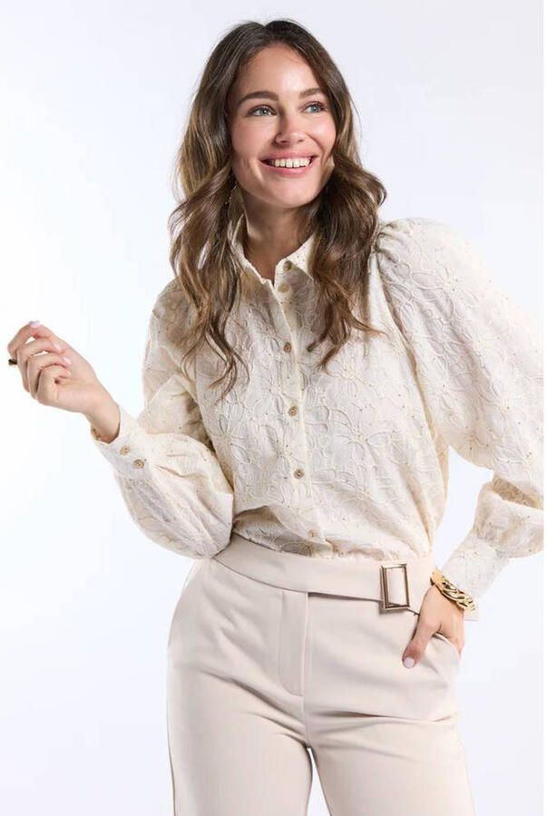 FREEBIRD Dames Blouses Wv-flower-tape-sequins-26-1 Ecru - Foto 5