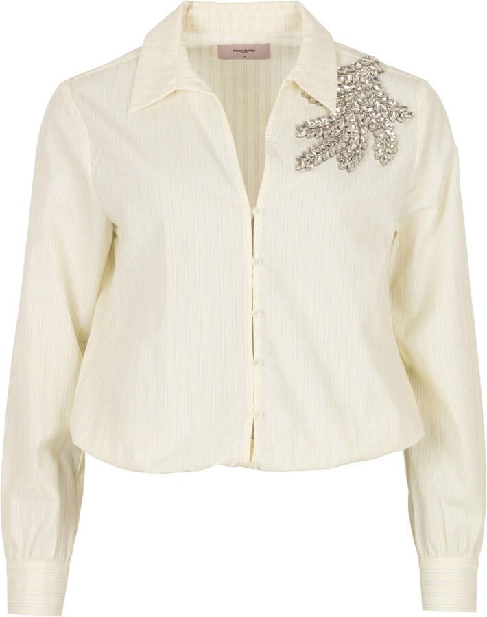 Freebird gestreepte blouse lichtgeel met pailletten - Foto 6