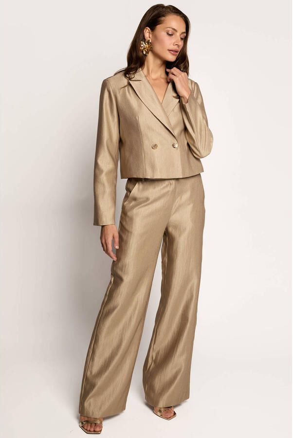 Freebird high waist wide leg broek goud