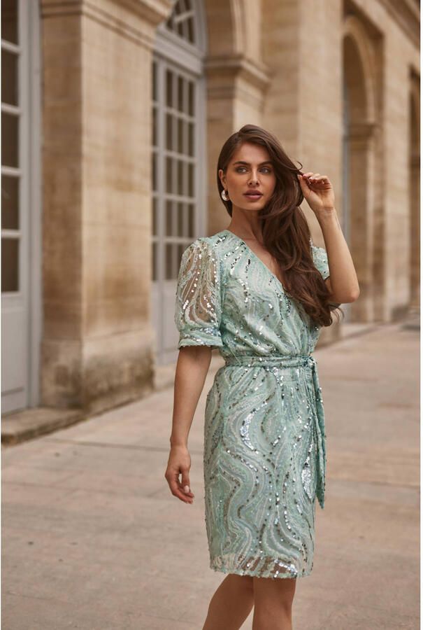 Freebird jurk met pailletten mintgroen - Foto 5