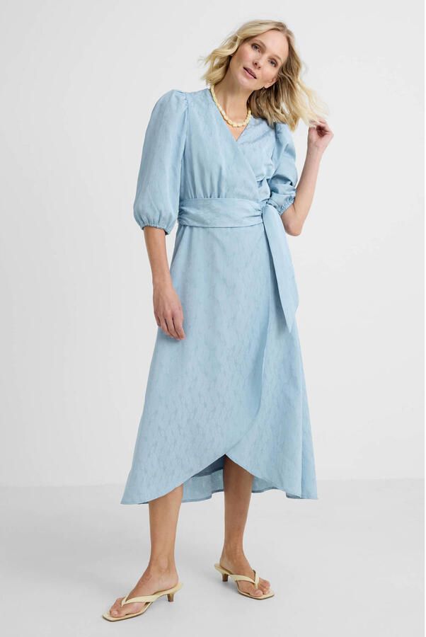 Freebird midi jurk met blad blauw - Foto 4