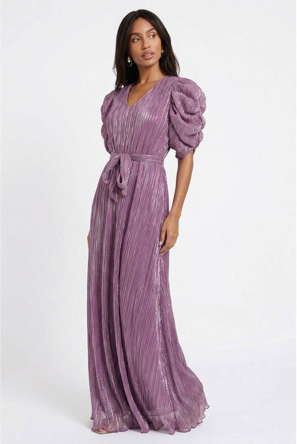 Freebird midi jurk met lurex paars