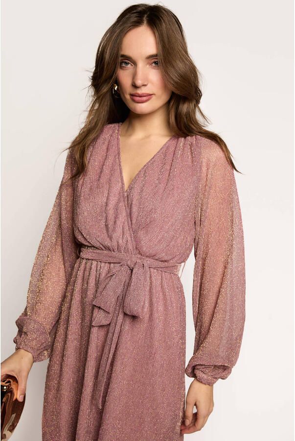 Freebird mini jurk met glitters roze