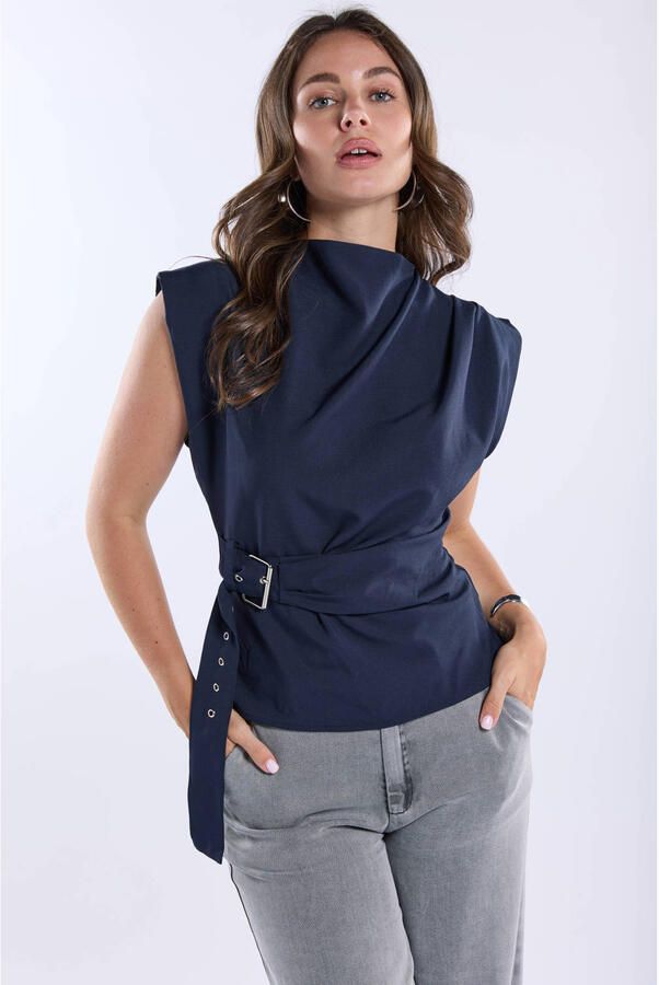 Freebird mouwloze top marineblauw