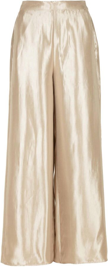Freebird satijnen wide leg high waist broek champagne - Foto 2