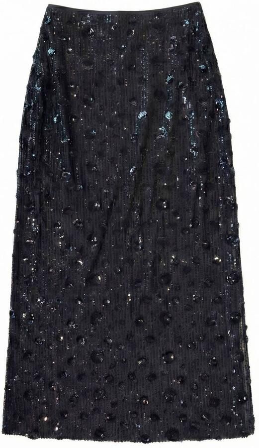 Freebird semi-transparante maxi rok met pailletten zwart - Foto 2