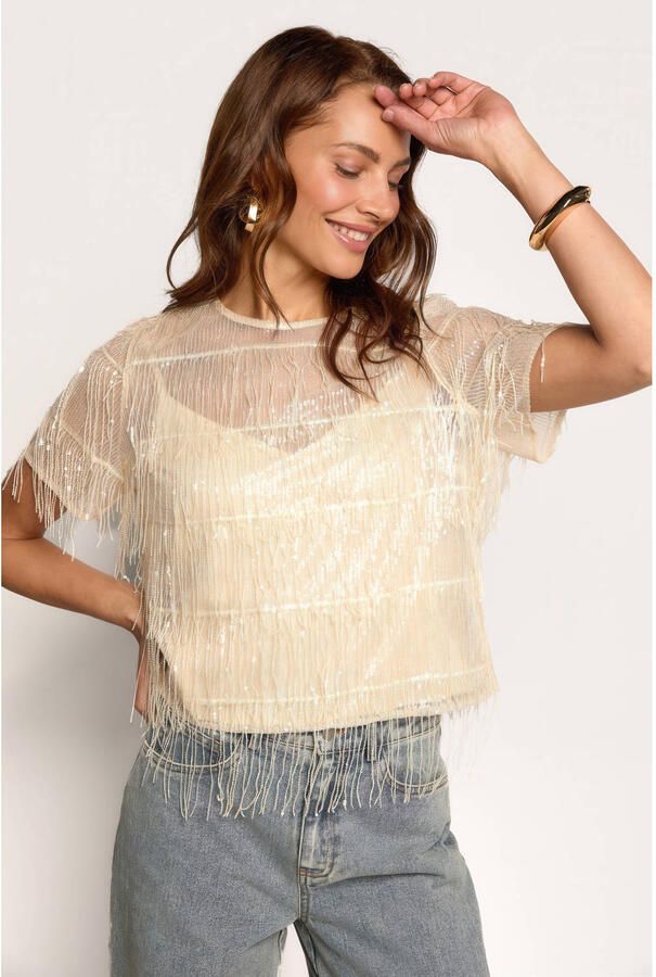 Freebird top met franjes beige - Foto 2