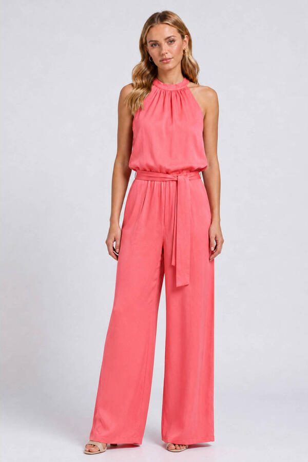 Freebird viscose jumpsuit met ceintuur roze - Foto 2