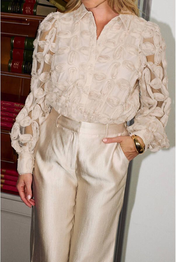Freebird wide leg regular waist broek goud - Foto 7