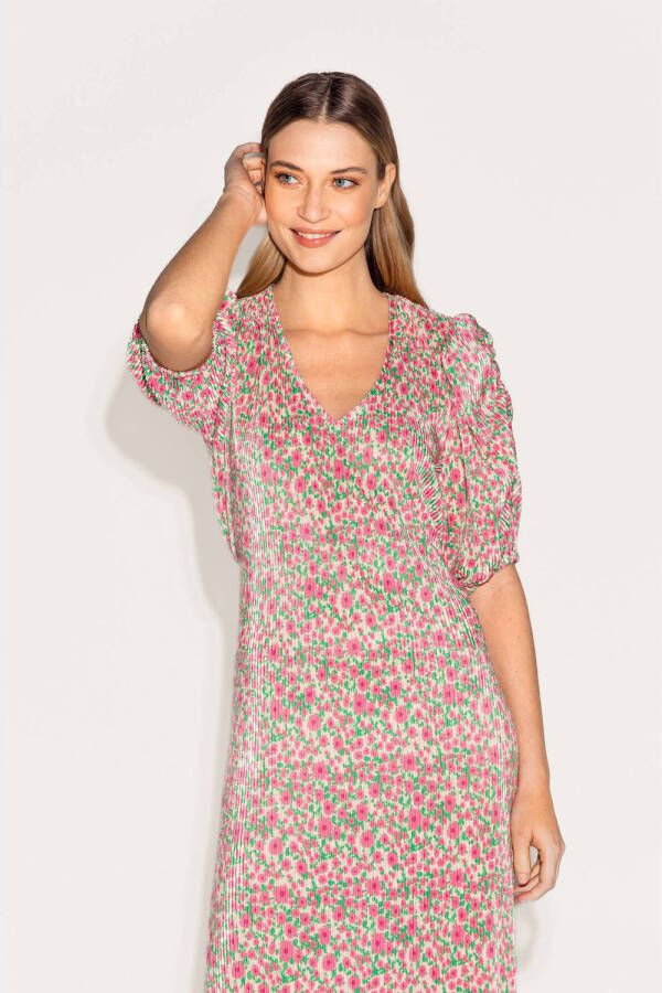 Freebird gebloemde jurk Gayla roze groen
