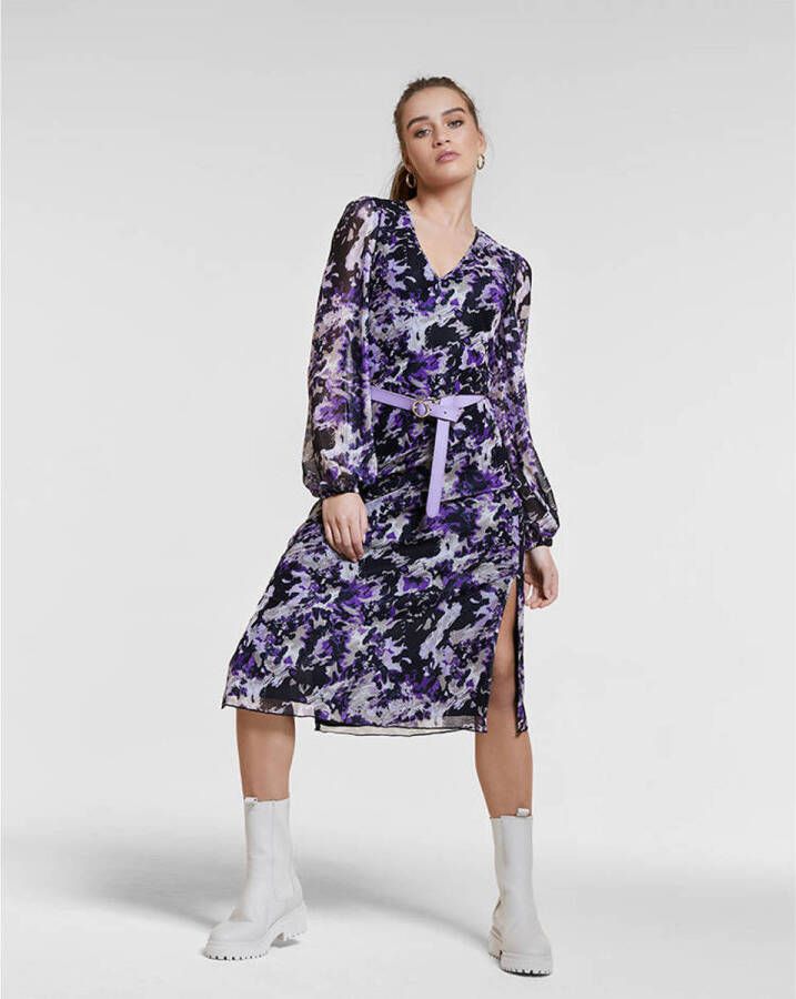 Freebird maxi jurk Malia met all over print lila