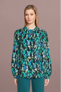 FREEQUENT blouse FQMALONA met all over print groen blauw zwart