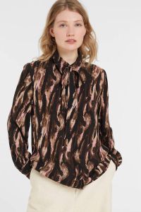 FREEQUENT blouse FQADNEY met all over print donkerbruin roze