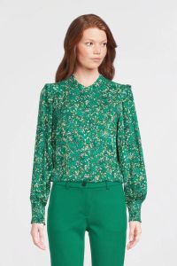 FREEQUENT blouse FQADNEY met all over print en plooien groen