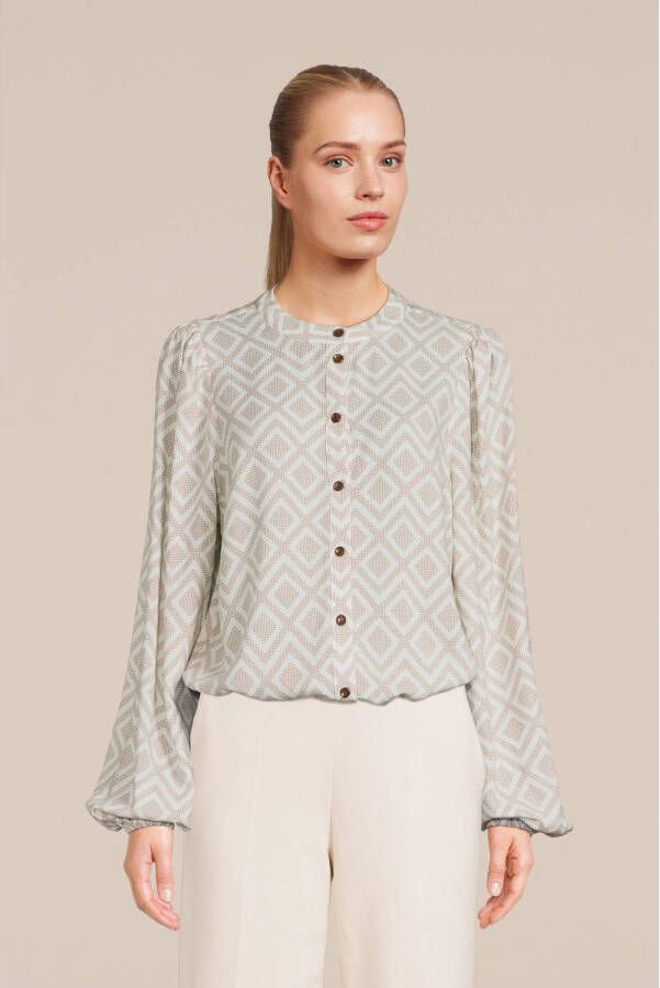 FREEQUENT blouse FQBLIE met grafische print beige
