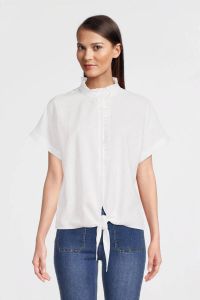 FREEQUENT blouse met linnen FQLAVA met ruches wit