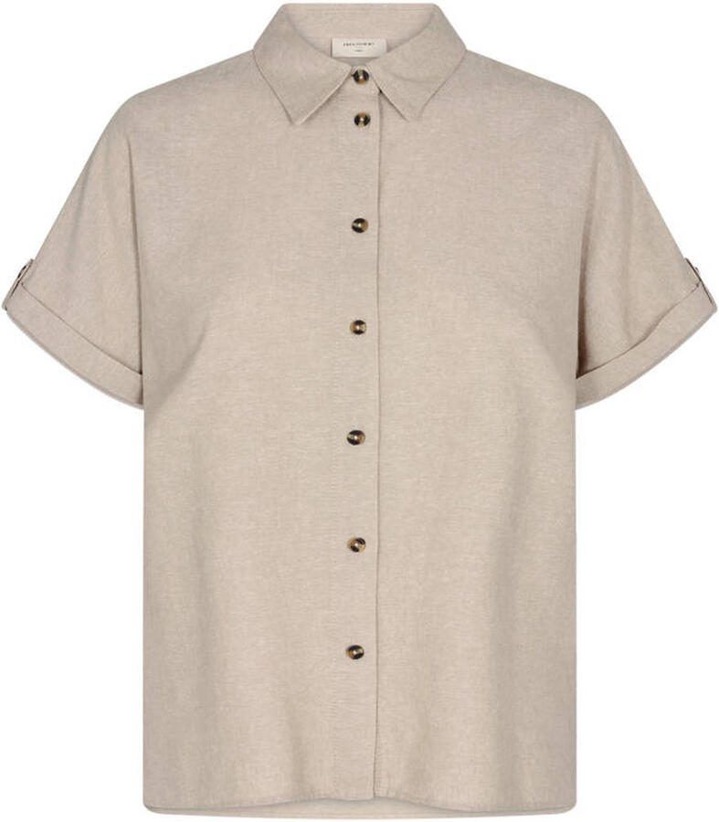 FREEQUENT blouse met linnen zand