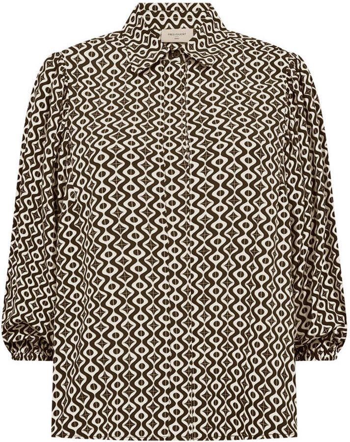 FREEQUENT blouse met print bruin
