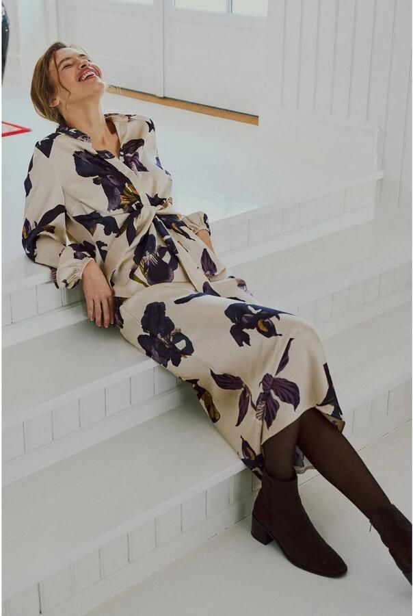 FREEQUENT maxi rok met print ecru - Foto 2