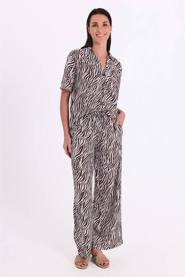 FREEQUENT blouse met zebraprint bruin - Foto 3