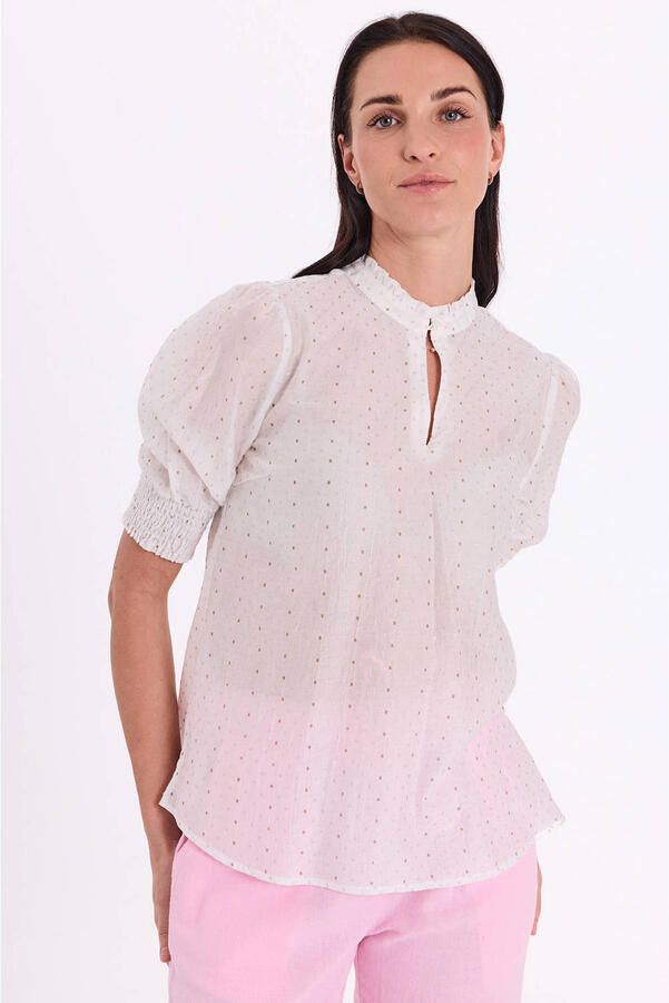 FREEQUENT blousetop met stippen wit - Foto 2