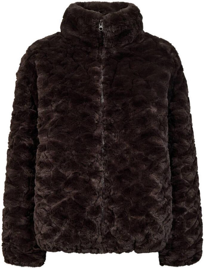 FREEQUENT faux fur jas donkerbruin