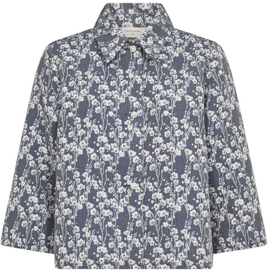 FREEQUENT gebloemde jas blauw
