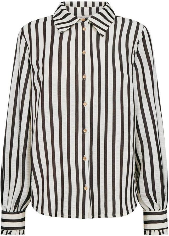 FREEQUENT gestreepte blouse bruin ecru