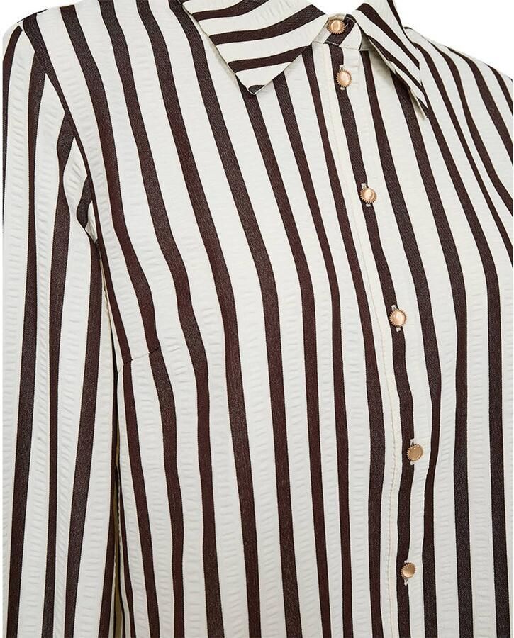 FREEQUENT gestreepte blouse bruin ecru - Foto 2