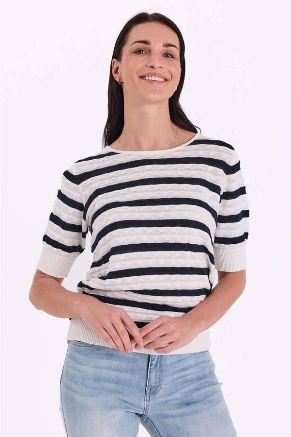FREEQUENT gestreepte top donkerblauw