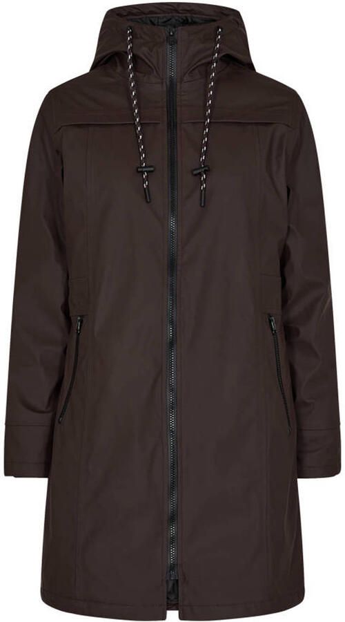 FREEQUENT imitatieleren regenjas bruin