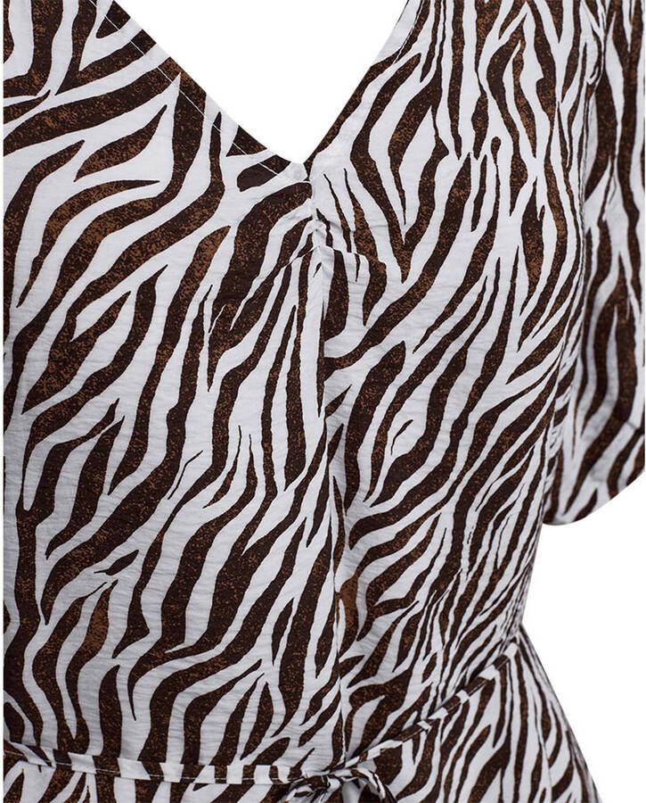 FREEQUENT korte jurk met zebraprint bruin - Foto 2