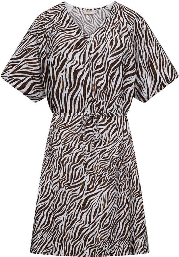 FREEQUENT korte jurk met zebraprint bruin