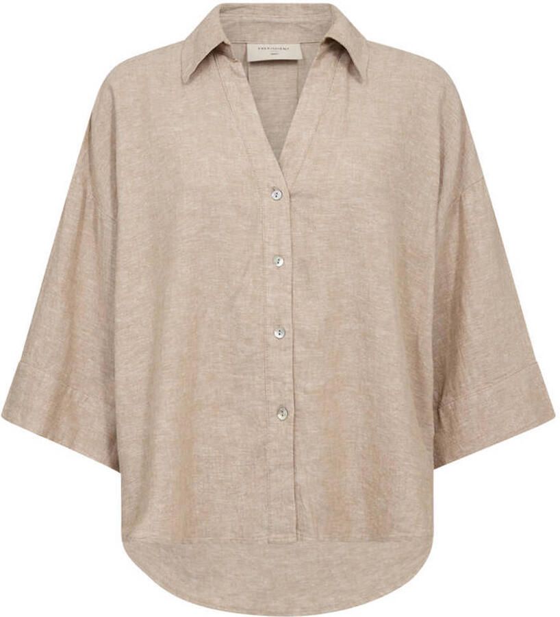 FREEQUENT linnen blouse zand