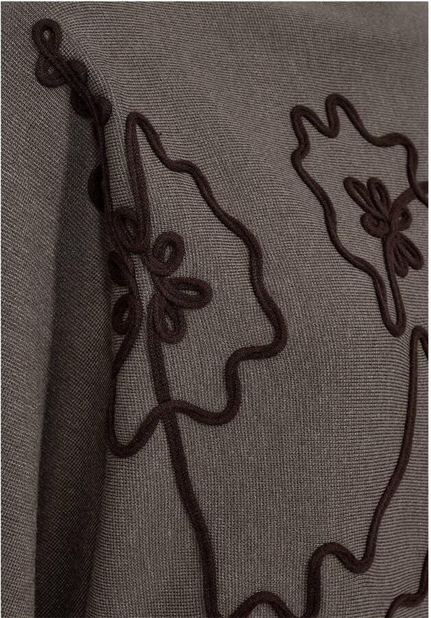 FREEQUENT pullover met borduursels taupe