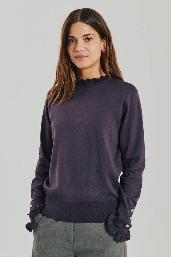 FREE QUENT Gebreide pullover met opstaande kraag en ruches model 'Katie'