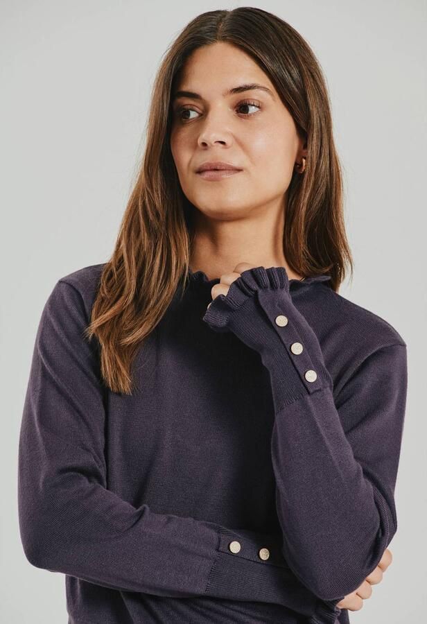FREE QUENT Gebreide pullover met opstaande kraag en ruches model 'Katie' - Foto 2