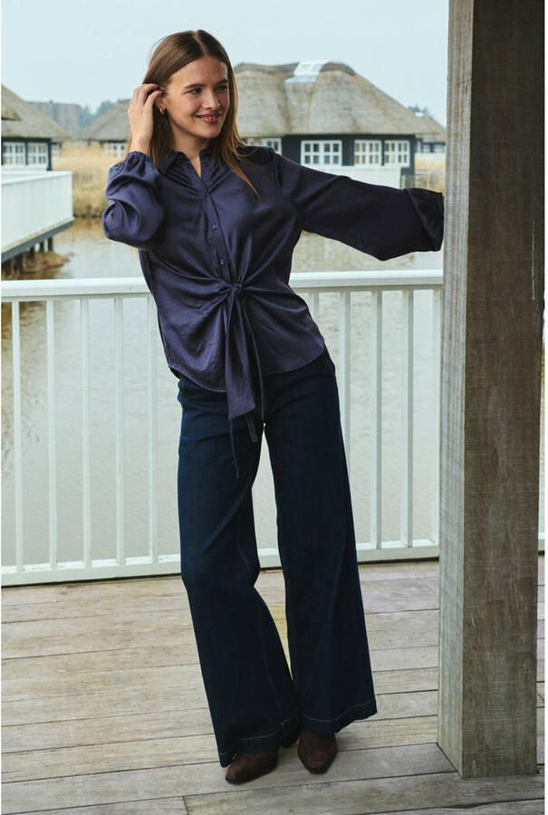 FREEQUENT rechtvallende blouse donkerblauw - Foto 3