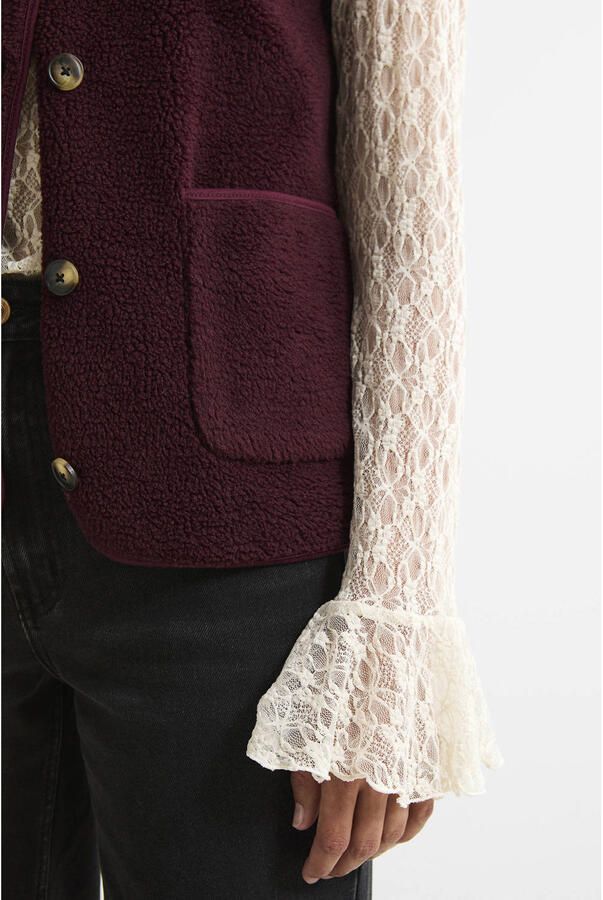 FREEQUENT teddy gilet donkerrood - Foto 4