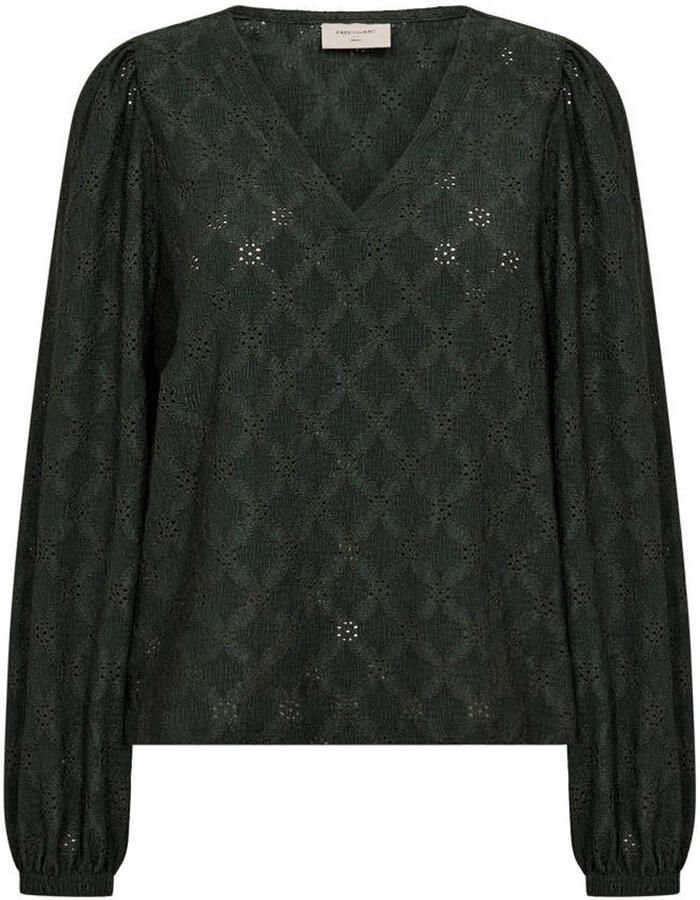 FREEQUENT top met broderie groen